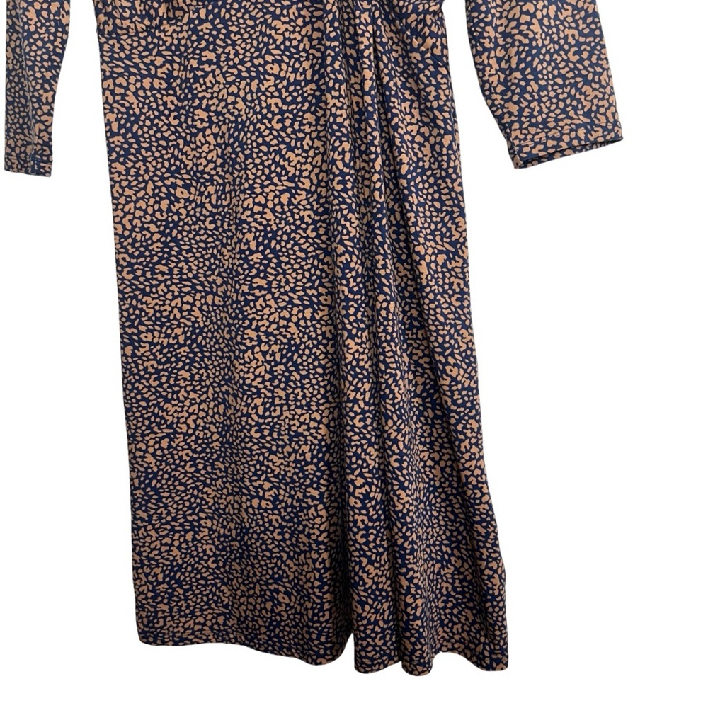 Lands End Dress Stretch Knit Faux Wrap Medium Blue Tan Modal Cotton Blend - Picture 4 of 12